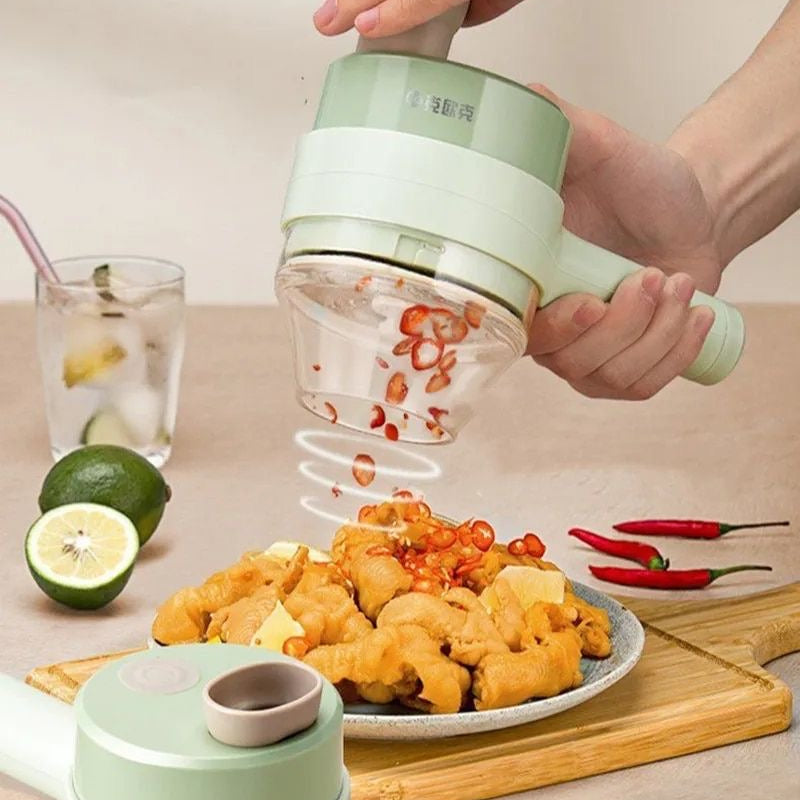 Mini Electric Handheld Food Chopper (4-in-1 Cordless Vegetable Chopper)