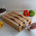 3-in-1 bamboo wrap dispenser & organizer