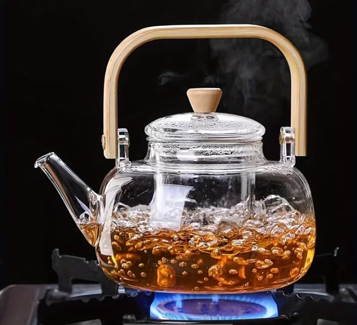 Glass Teapot with Bamboo Handle & Removable Infuser