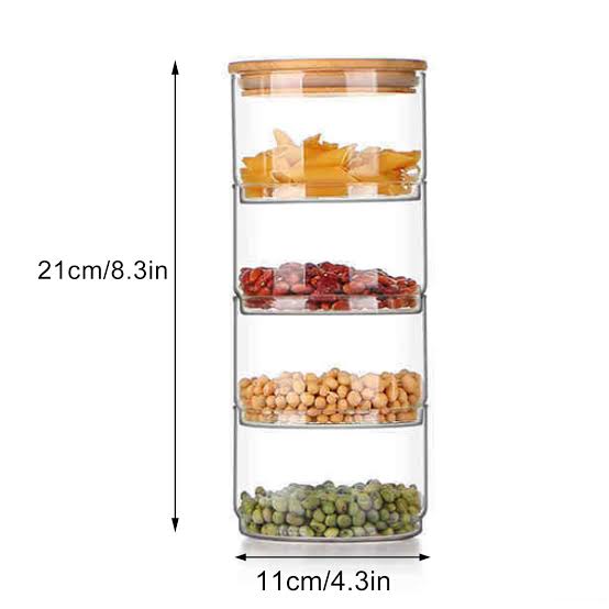 Lid Glass Storage 4 Jar Set