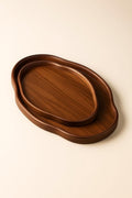 Curve Walnut Wood Serving Tray Set