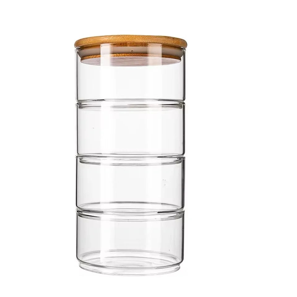 Lid Glass Storage 4 Jar Set