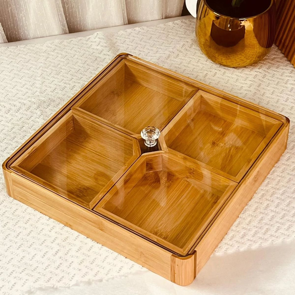 Bamboo Divided Snack & Nut Serving Tray