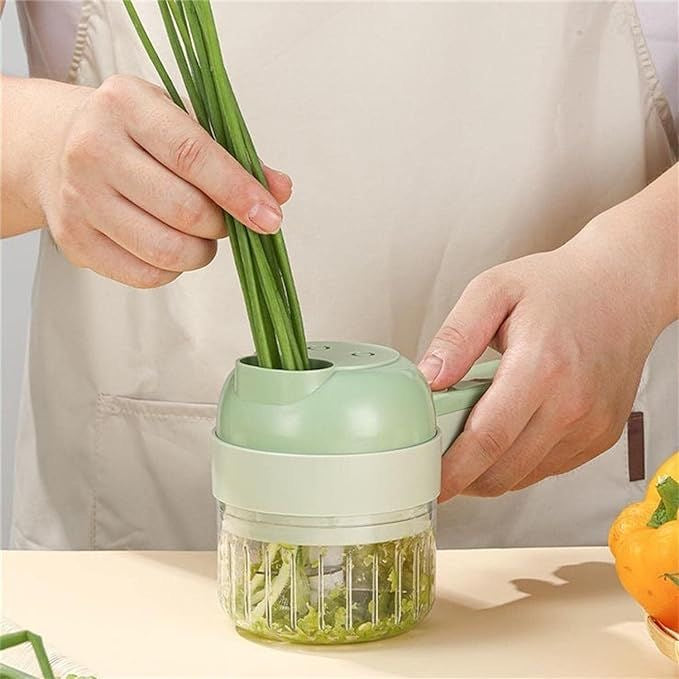 Mini Electric Handheld Food Chopper (4-in-1 Cordless Vegetable Chopper)