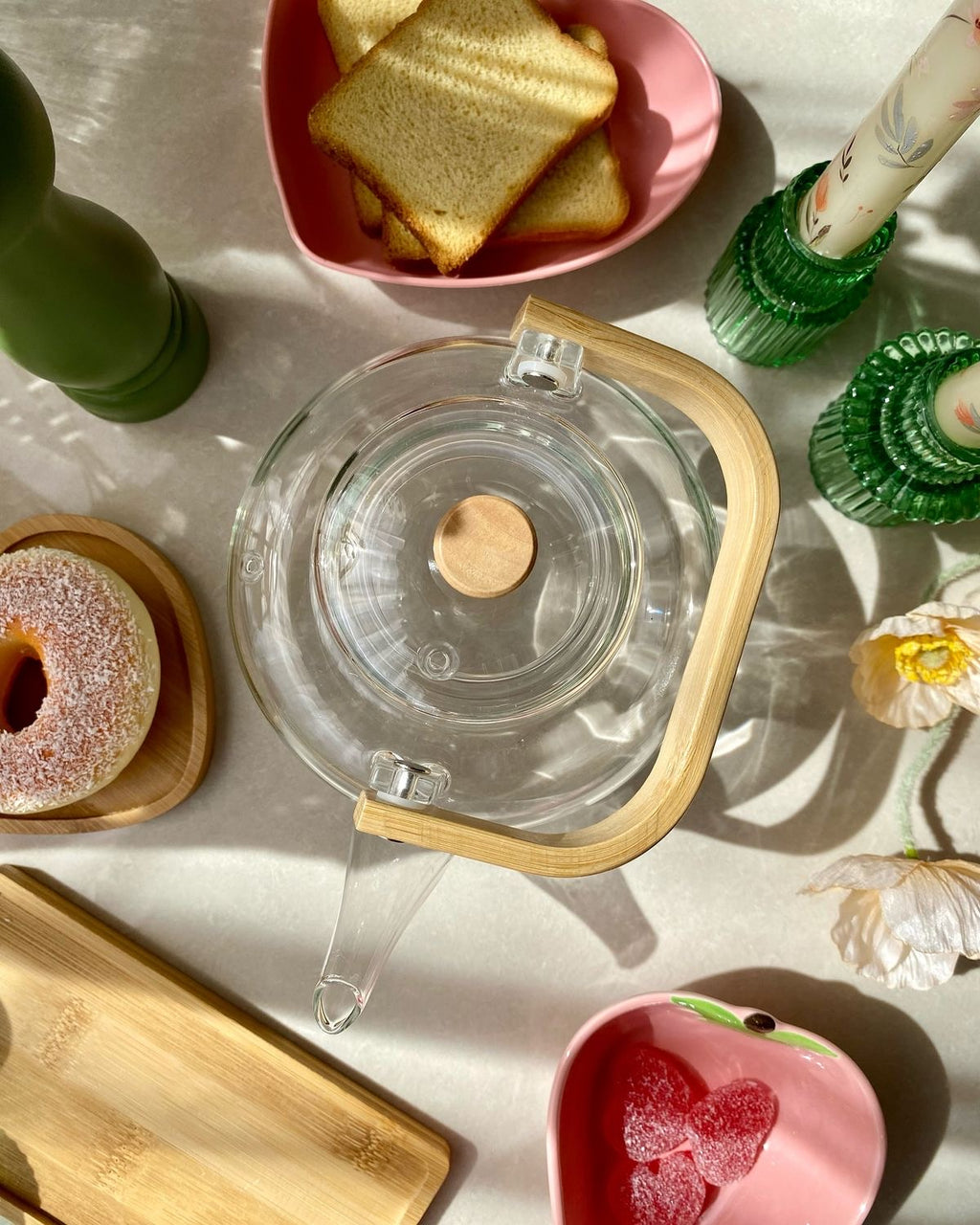 Glass Teapot with Bamboo Handle & Removable Infuser