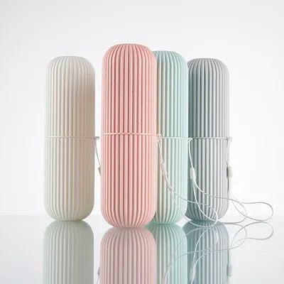 Portable Ribbed Travel Toiletry Capsule Case