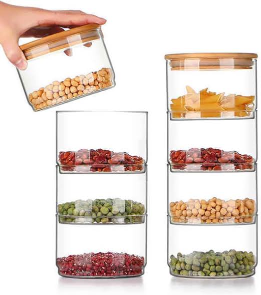 Lid Glass Storage 4 Jar Set