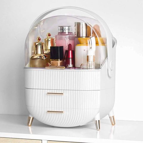 Luxury Dustproof Makeup Organizer with Drawers & Carry Handle