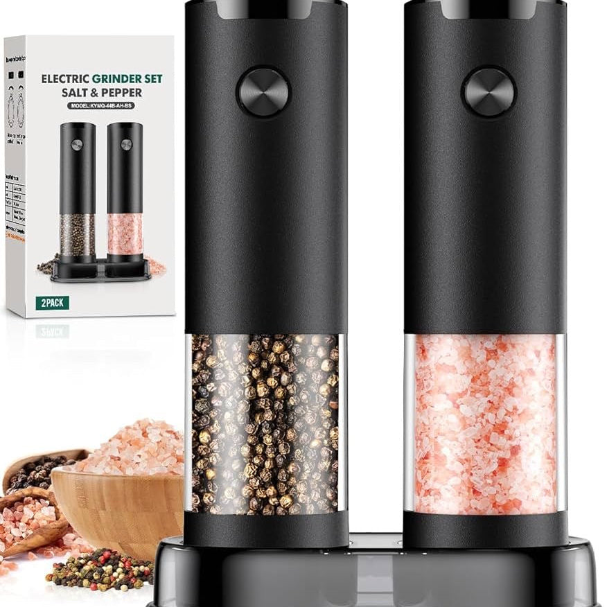 Automatic Electric Salt & Pepper Grinder Set (2-Pack) with Charging Base