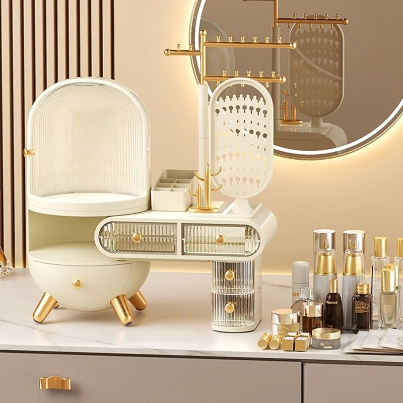 Luxury Countertop Makeup Organizer with Jewelry Stand & Drawers