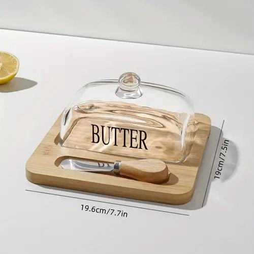Butter Dish with Clear Dome Lid & Spreader Knife