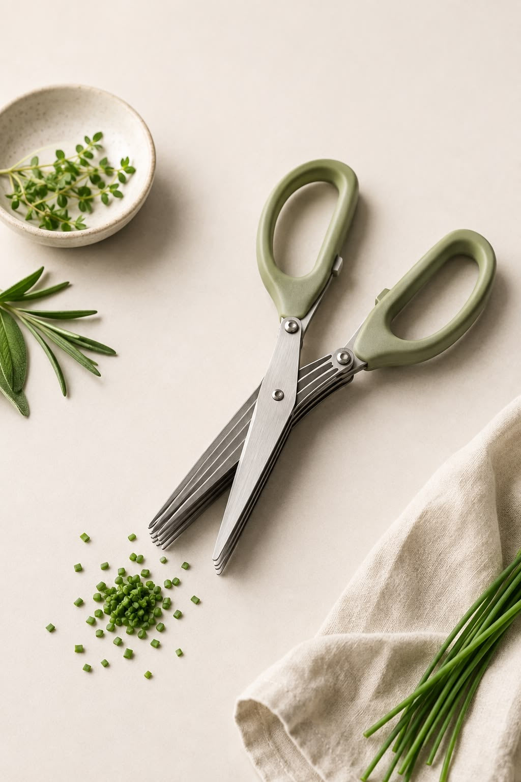 Multi-Blade Herb Scissors with Sheath