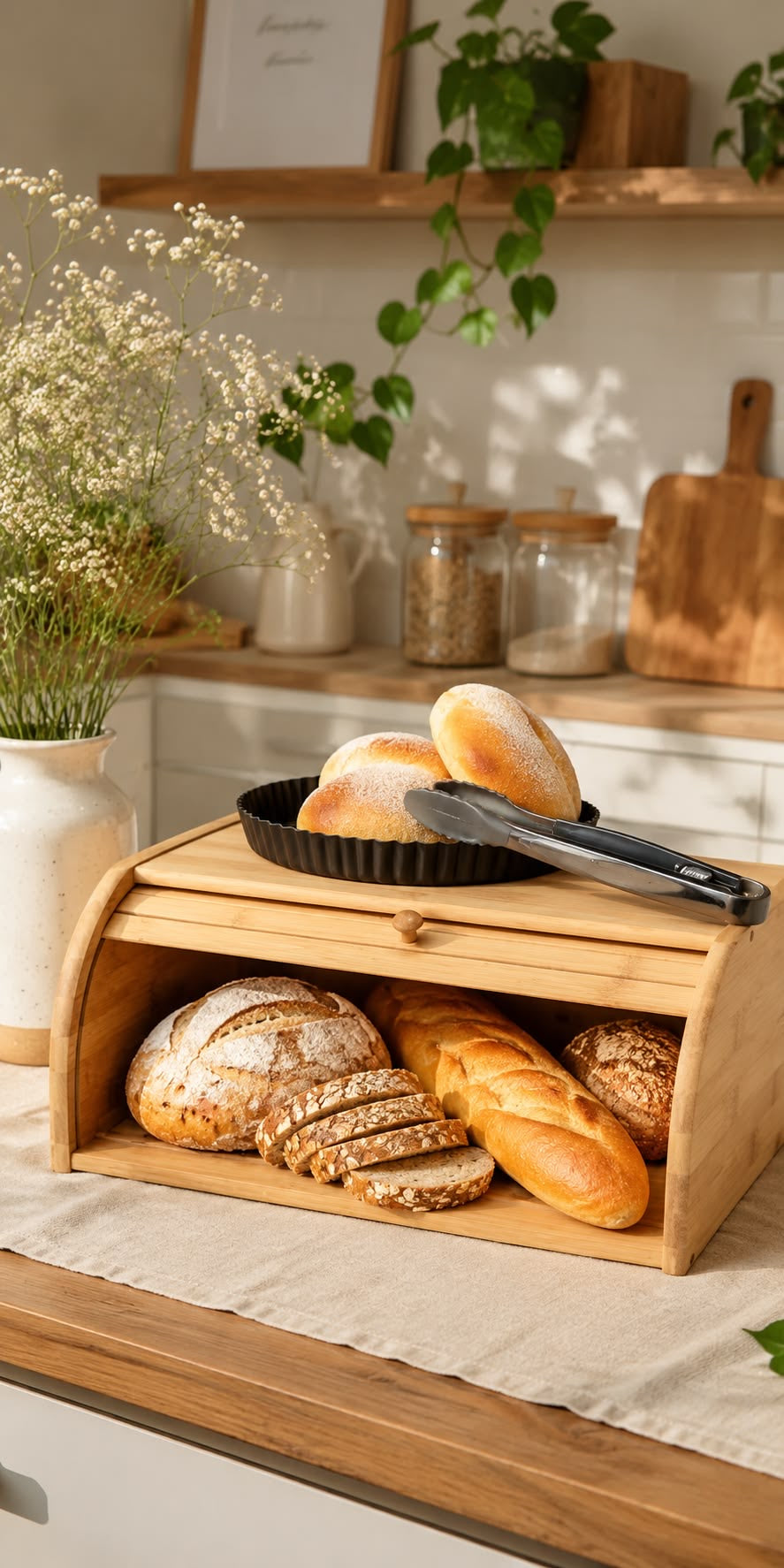 Bamboo Roll-Top Bread Box