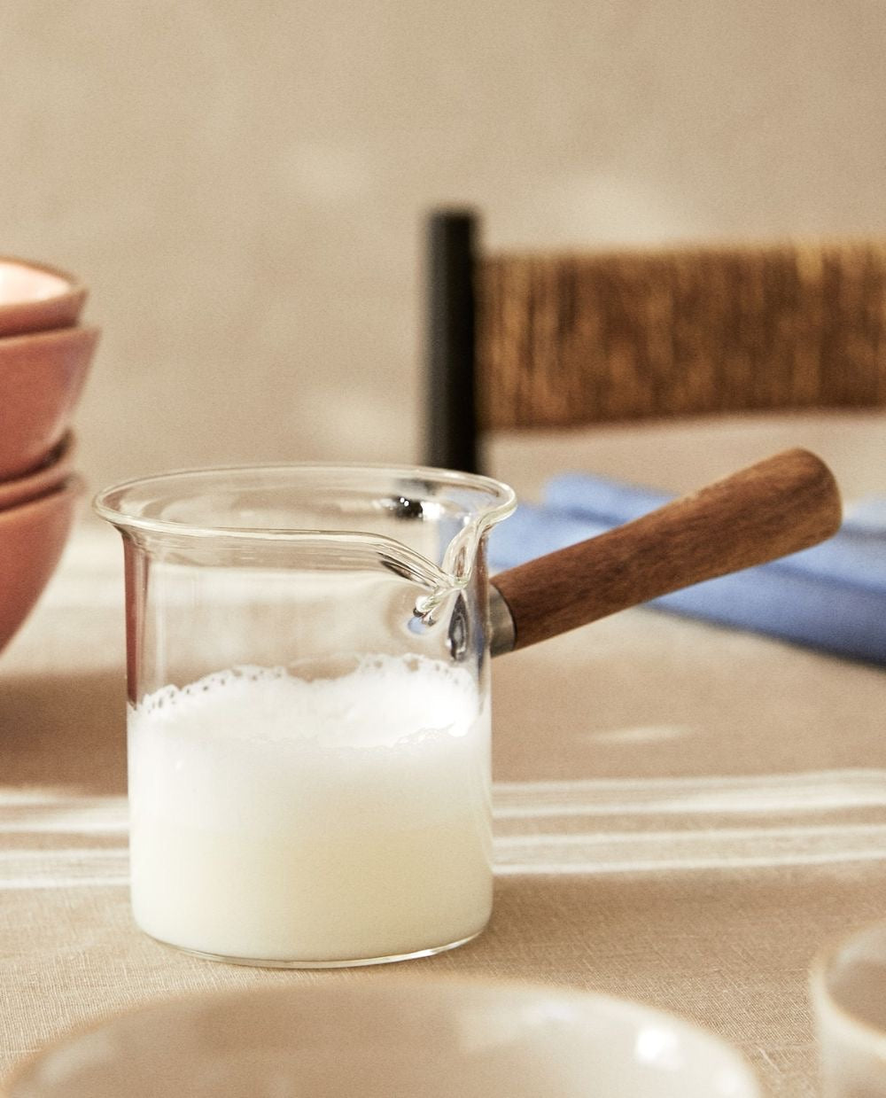 Glass  Espresso Measuring Cup with Wooden Handle