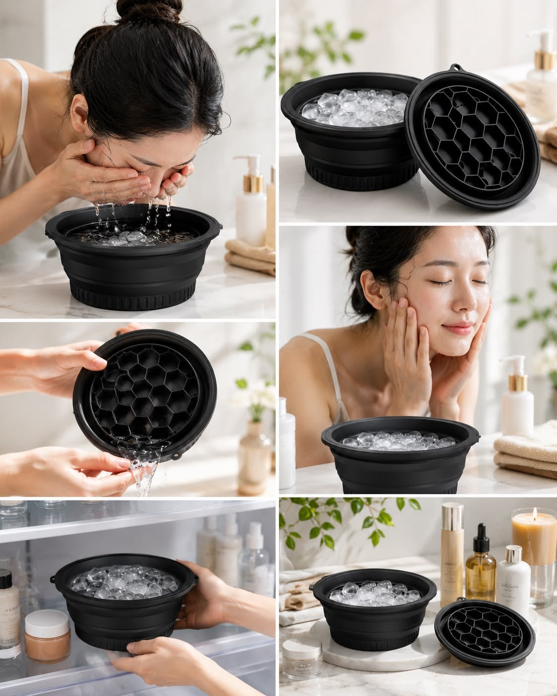 Collapsible Ice Facial Bowl with Strainer Lid