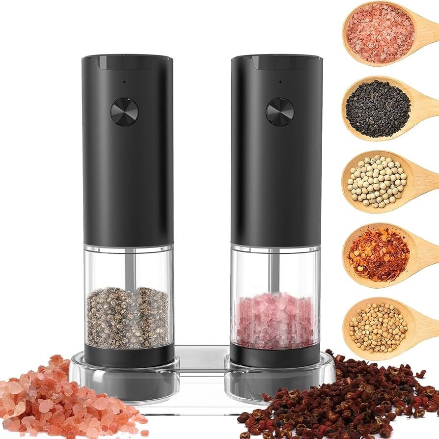 Automatic Electric Salt & Pepper Grinder Set (2-Pack) with Charging Base