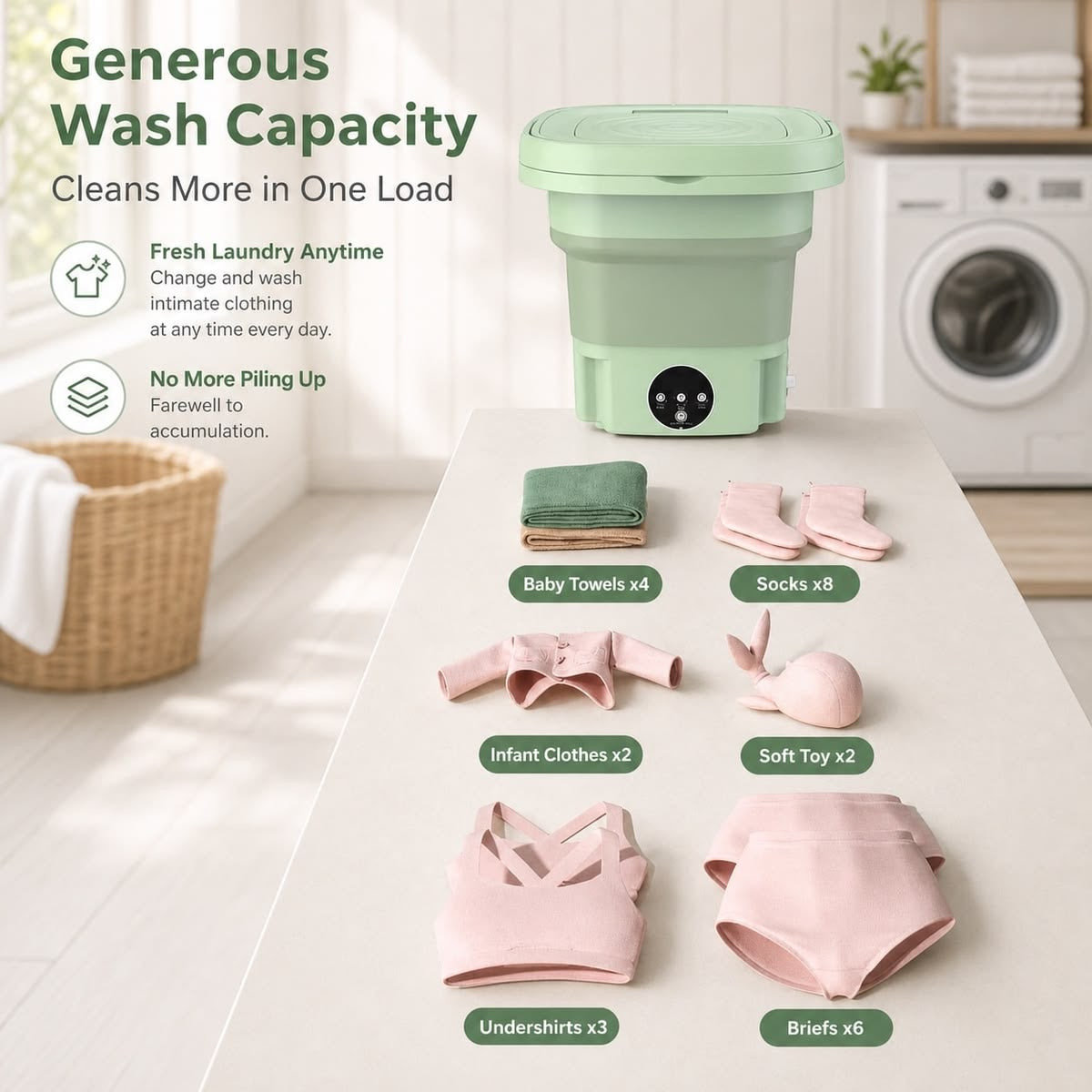 Collapsible portable washing machine