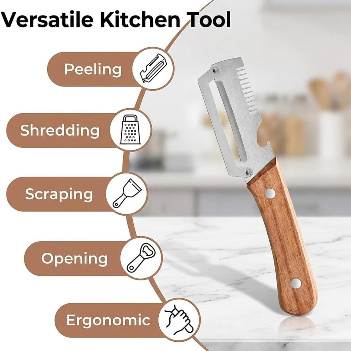 Wooden Handle Stainless Steel Vegetable Peeler