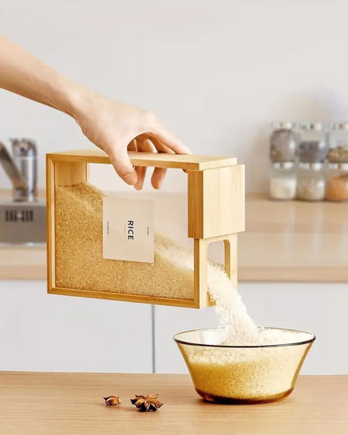 Bamboo-frame pantry storage containers